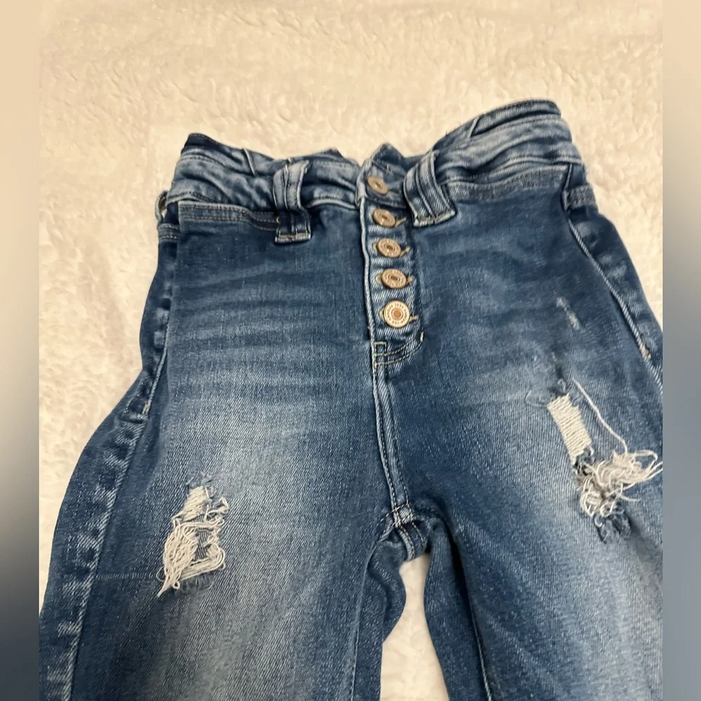 KanCan Flare High Rise Ripped Button Fly Jean - Picture 4 of 16